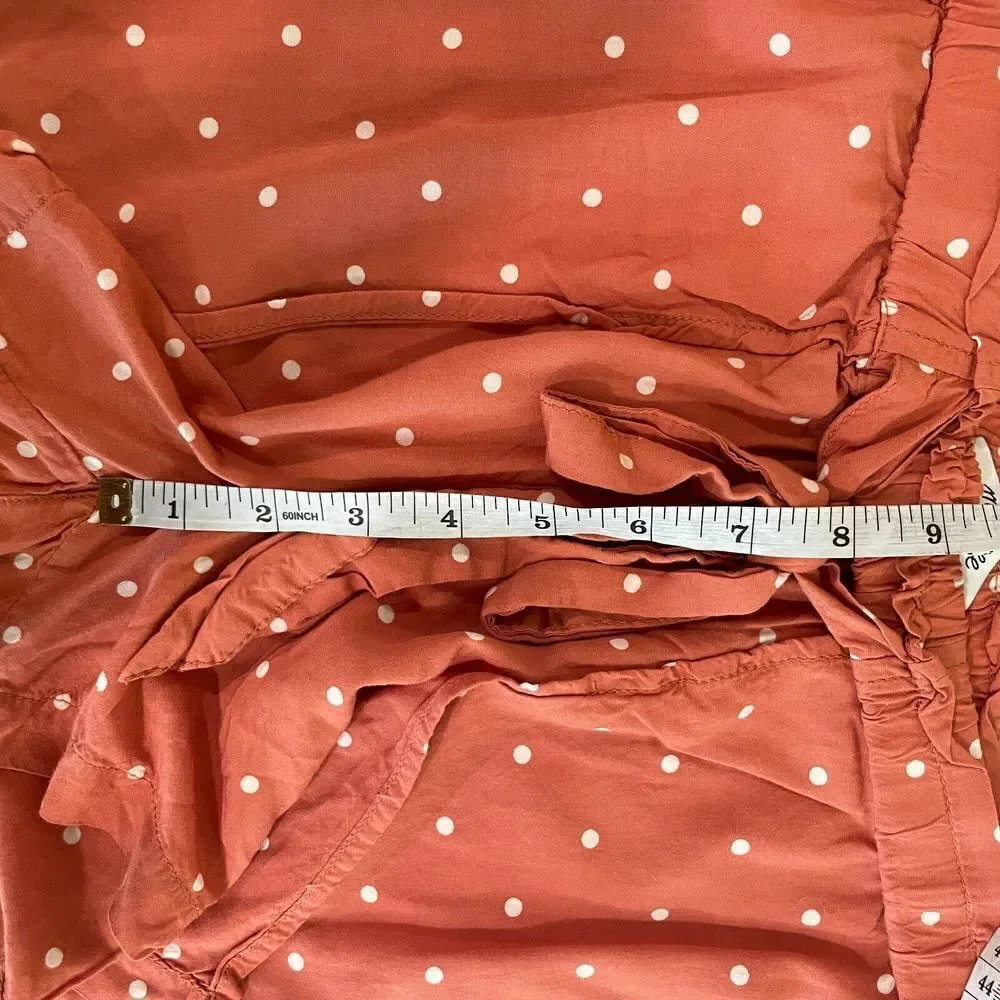 Madewell‎ Drapey Pull-On Shorts in Polka Dot Size Small Pink & White Drawstring